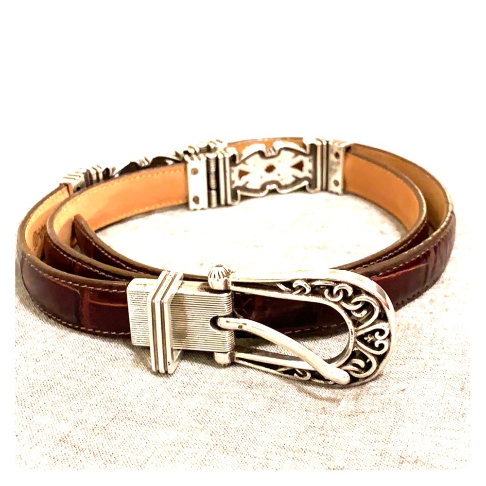 BRIGHTON Belt is Brown With Silver Accents